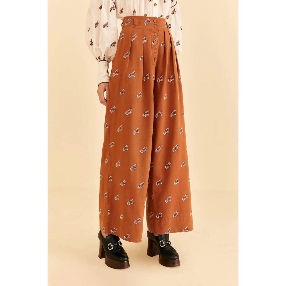 NEW FARM RIO embroidered horses pants in caramel - Picture 5 of 6